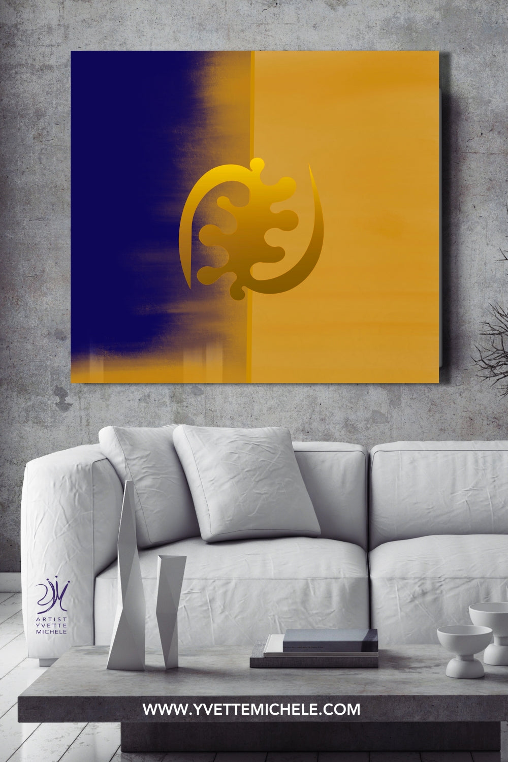 Adinkra Symbol GYE NYAME - Omnipresence -  Fine Art Large Canvas Print African Symbol - House of Yvette Michele 