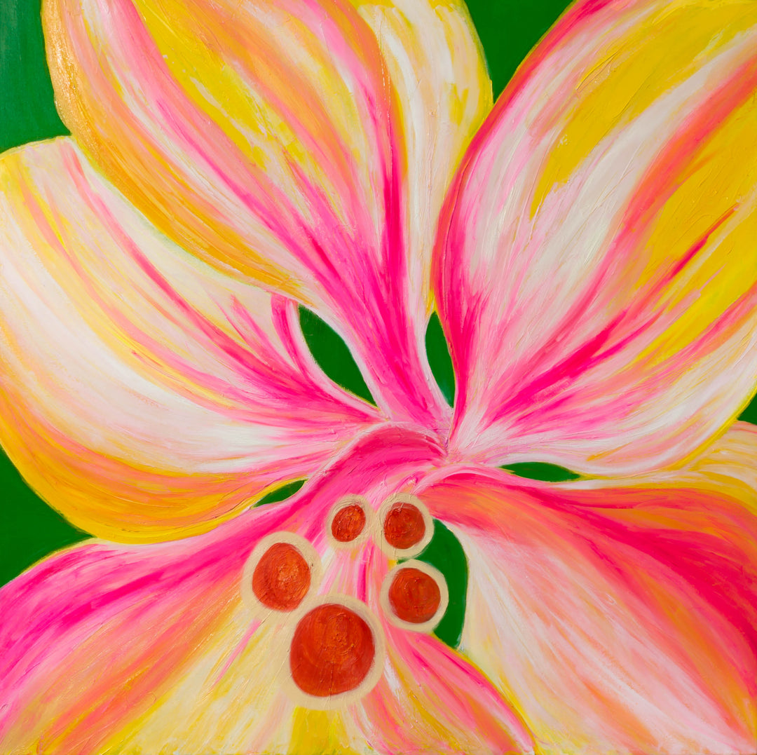 Le Fleur The Exotics - "Pink Lemonade" - Large Original Oil Painting 40 x 40