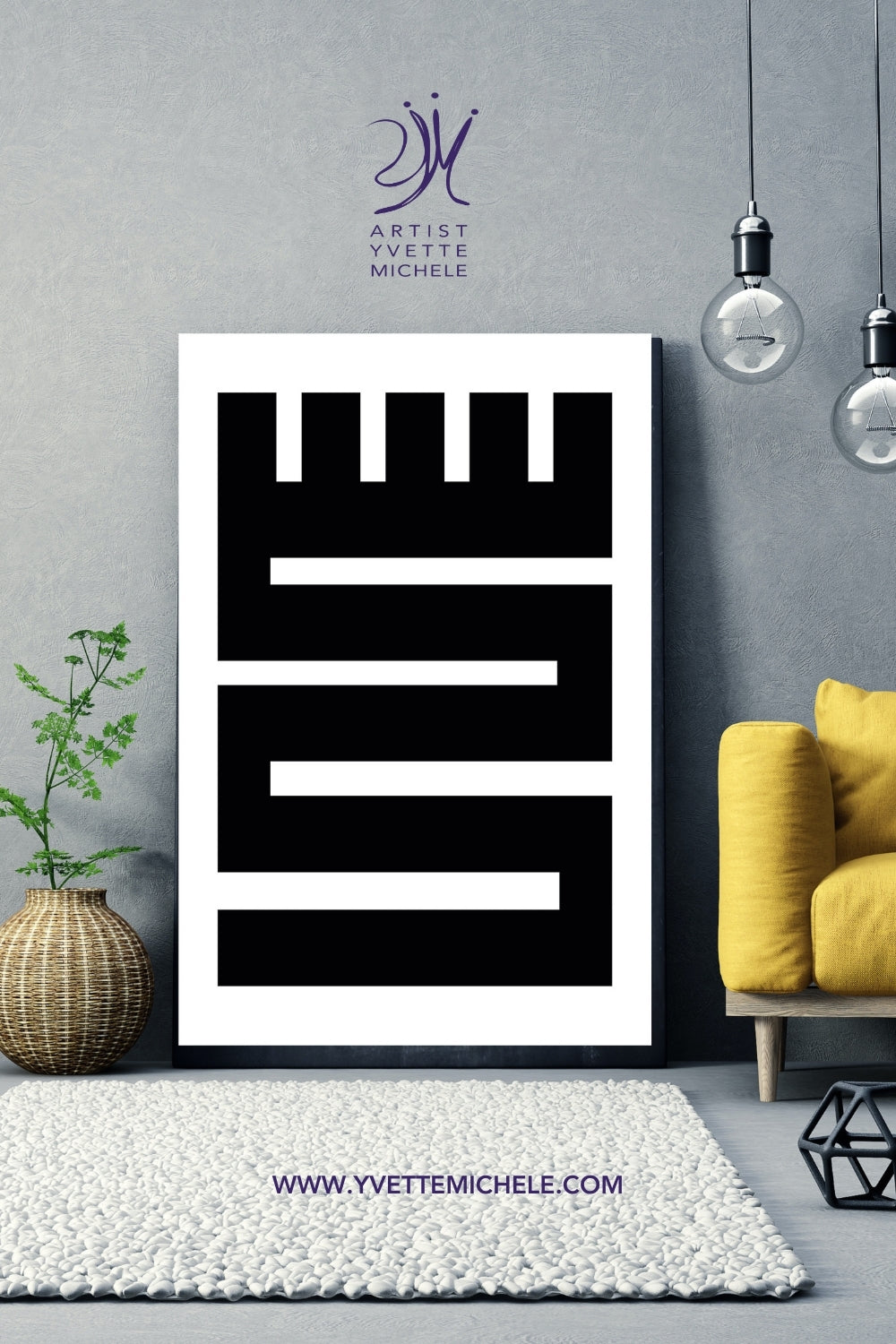 Adinkra African Symbol NKYINKYIN - Twistings - Black & White large canvas wall art - House of Yvette Michele 