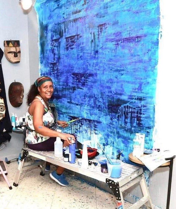 Water Mother - Abstract Blue Large Scale painting on canvas - House of Yvette Michele 