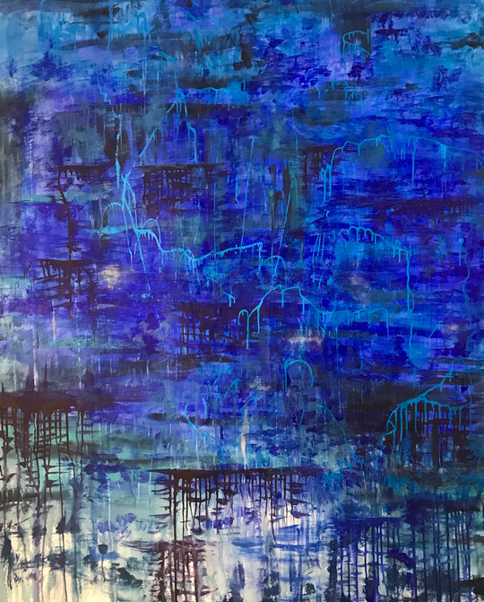 Water Mother - Abstract Blue Large Scale painting on canvas - House of Yvette Michele 